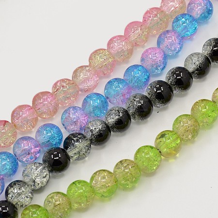 Two Tone Crackle Glass Beads Strands CCG-Q002-4mm-M-1