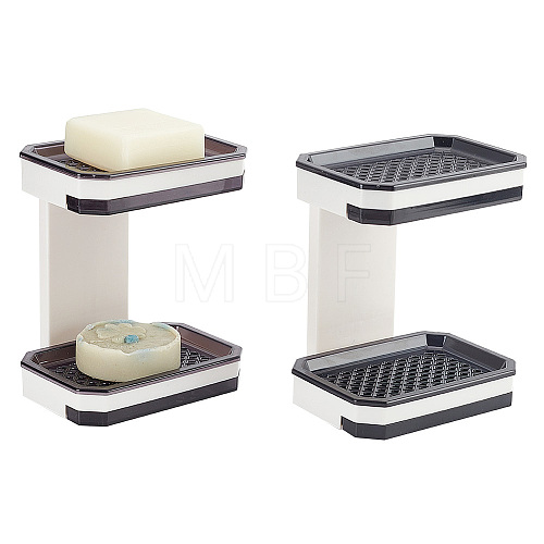 2 Sets 2 Colors 2-Tier Plastic Soap Dishes AJEW-GA0005-75-1