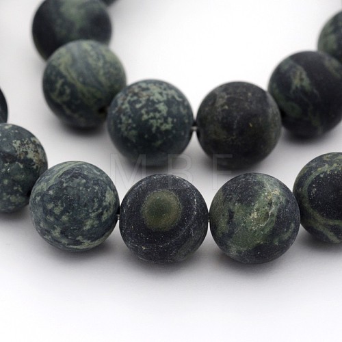 Frosted Natural Kambaba Jasper Beads Strands G-M272-14-6mm-1