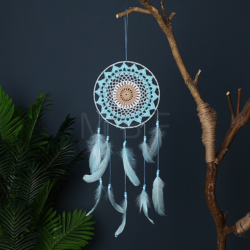 Woven Net/Web with Feather Hanging Ornaments PW-WG0DA7B-08-1