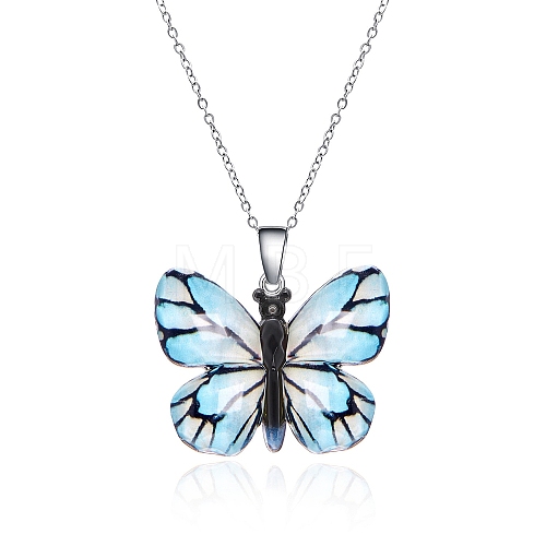 Butterfly Resin Pendant Necklaces PW-WG40B23-06-1