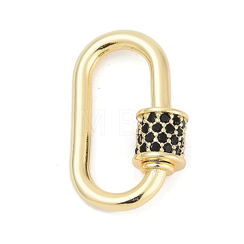 Oval Brass Micro Pave Cubic Zirconia Screw Carabiner Clasps KK-G522-47G-02-1