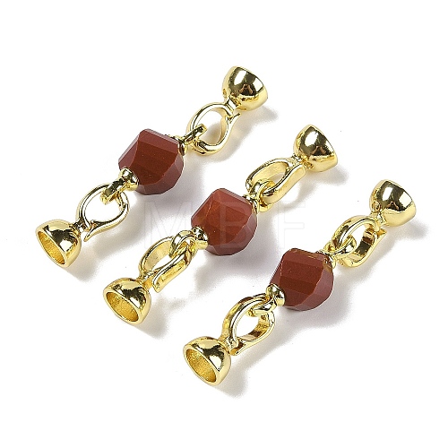 Natural Red Jasper with Brass Fold Over Clasps G-G141-02G-17-1