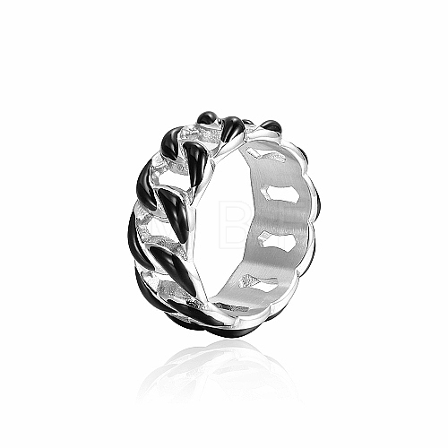 Stainless Steel Enamel Curb Chains Finger Rings WJ4756-3-1