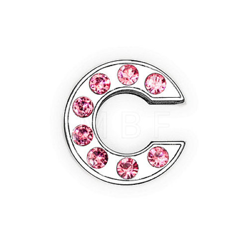 Glass Rhinestone Slide Charms PALLOY-TAC0018-02-C-1