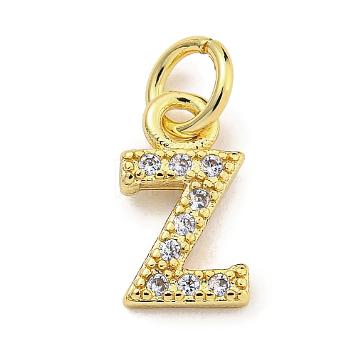 Initial Letter Brass with Cubic Zirconia Charms KK-Q814-26Z-G-1