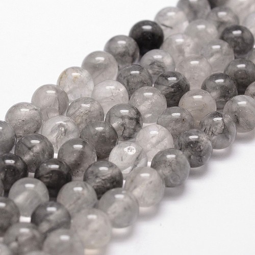 Natural Cloudy Quartz Beads Strands G-G735-37-8mm-1