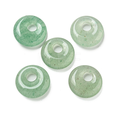 Natural Green Aventurine Donut/Pi Disc Charms G-G142-02H-1