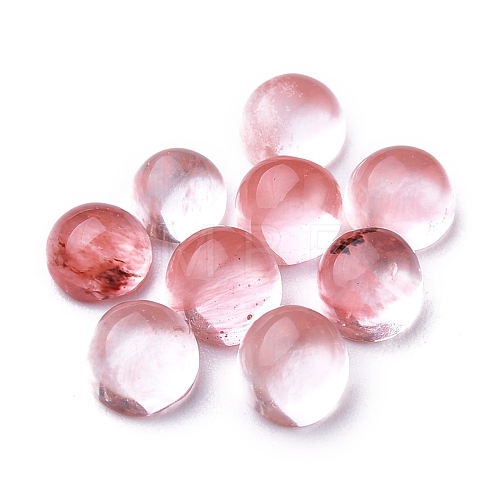 Cherry Quartz Glass Cabochons G-P393-R58-4MM-1