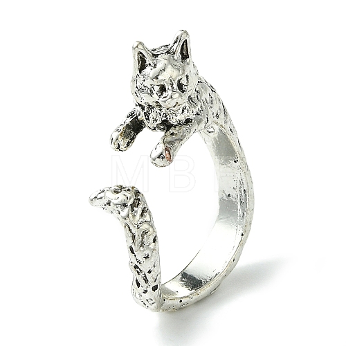 Cat Alloy Open Cuff Rings RJEW-K275-47AS-1