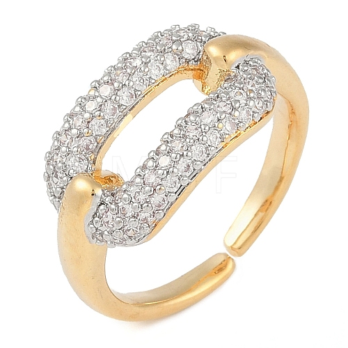 Oval Brass Micro Pave Clear Cubic Zirconia Finger Ring RJEW-Q819-28G-1