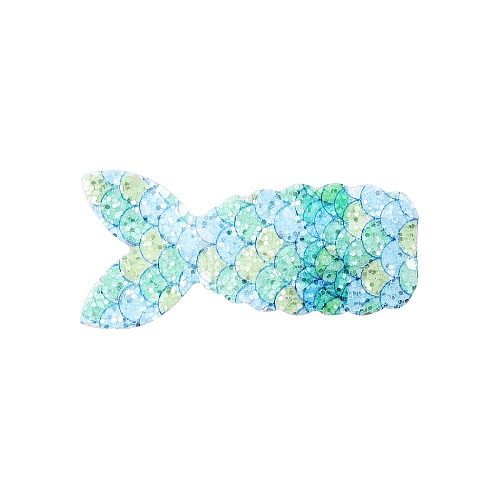 Fish Scale Shiny Cloth Snap Hair Clips PW-WG87473-02-1