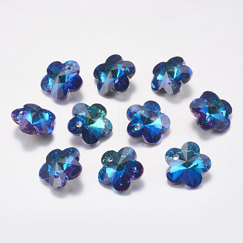 Faceted Glass Rhinestone Charms RGLA-F055-6x6-001BB-1