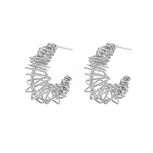304 Stainless Steel Wire Wrap Stud Earrings TS7204-2-1