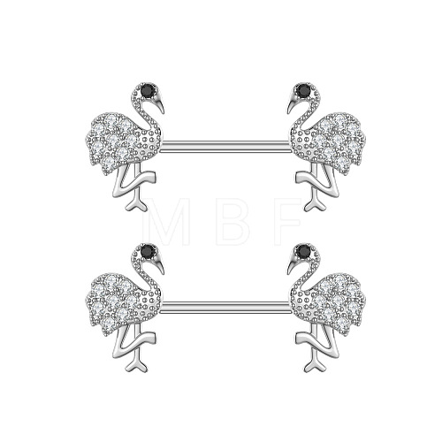 304 Stainless Steel Micro Pave Clear Cubic Zirconia Nipple Rings WGA4B87-05-1