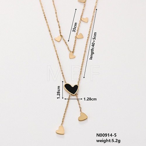 Stylish Stainless Steel & Plastic Heart Pendant Necklaces II9512-5-1