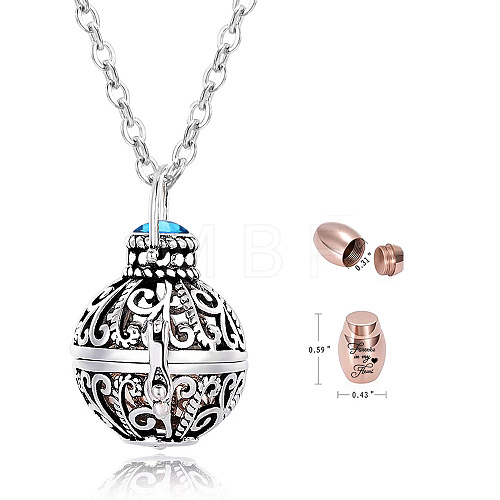 Stainless Steel Round Urn Ashes Pendant Necklace PW-WG9842A-03-1