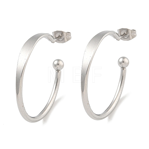 304 Stainless Steel Ring Stud Earrings for Women EJEW-U022-13P-1