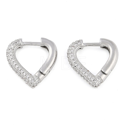 Brass Pave Clear Cubic Zirconia Hoop Earrings for Women EJEW-S225-11P-02-1