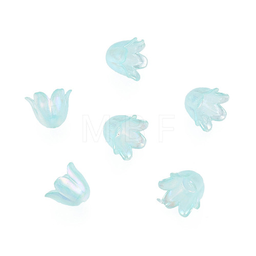 6-Petal Imitation Jelly Acrylic Bead Caps JACR-T002-02F-1