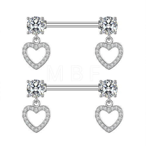 304 Stainless Steel Pave Cubic Zirconia Nipple Rings WGDEAF5-03-1