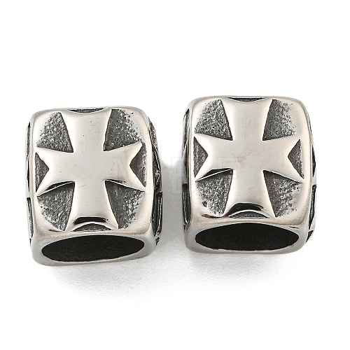 316 Surgical Stainless Steel with Rhinestone Large Hole Cube Beads STAS-Q326-08AS-02-1