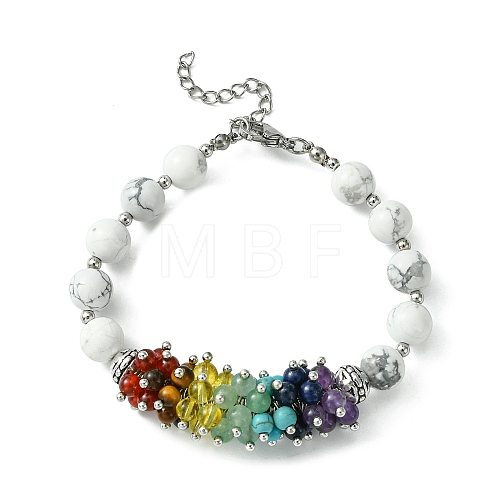 Natural Howlite Beaded Bracelet BJEW-TA00402-02-1