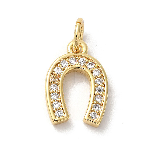 Rack Plating Brass Clear Cubic Zirconia Pendants KK-Z056-18G-1