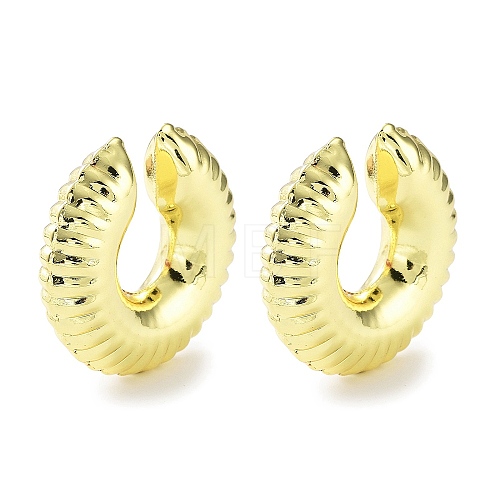 Brass Ring Cuff Earrings EJEW-D088-20G-1