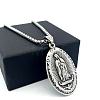 Vintage 304 Stainless Steel Oval with Emboss Virgin Pendant Box Chain Necklaces for Women AV8349-2