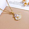 Ocean Brass Enamel & Imitation Pearl Butterfly Shell Shape Pendant Necklaces for Women WGFFEAA-05-1