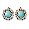 Bohemia Tibetan Style Alloy & Enamel & Synthetic Turquoise Pendants FIND-T074-03AS-1