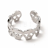 304 Stainless Steel Skull Open Cuff Ring for Women RJEW-B027-31P-2