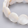 Natural White Shell Mother of Pearl Shell Stretch Bracelets BJEW-P261-B01-3
