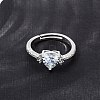 Brass Micro Pave Cubic Zirconia Cuff Open Rings CU-CBA5C10-09P-3