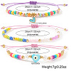 3Pcs Glass Seed Bead & Resin & Brass Braided Bead Bracelets LW3639-4-4
