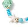 3Pcs 3 Styles Handmade Porcelain & Glass Seed Bead & Starfish Synthetic Turquoise Stretch Bracelets for Women BJEW-MZ00316-4