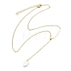 Adjustable Natural Baroque Keshi Pearl Heart Pendant 304 Stainless Steel Cable Chain Y Shaped Lariat Necklaces for Women NJEW-JN06095-3
