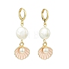 Natural Pearl & Alloy Hoop Earrings EJEW-JE07028-3