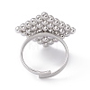 304 Stainless Steel Rhombus Adjustable Ring for Women RJEW-E055-02P-3