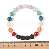 9MM Natural Carnelian & Lava Rock & Rose Quartz & Heated Citrine & Apatite & Amazonite & Quartz Beaded Stretch Bracelets BJEW-JB14266-4