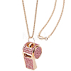 Alloy Rose Rhinestone Whistle Pendant Necklaces NJEW-WH20001-24G-02-1
