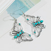 Butterfly Alloy & Synthetic Turquoise Dangle Earrings FS-WG781FC-01-3
