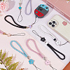 8Pcs 8 Style PU Leather Lanyard Wrist Strap Phone Flower & Star Charms Straps AJEW-CP0005-67-4