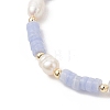 Synthetic Blue Lace Agate & Cultured Freshwater Pearl Beaded Bracelets for Women BJEW-JB13249-01-3
