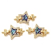 Rack Plating Brass Micro Pave Cubic Zirconia Star Connector Charms KK-K385-101G-02-1