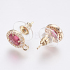 Faceted Glass Stud Earring Findings GLAA-F084-B03-2