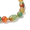 Dyed & Heated Natural Peacock Agate Rice & Round Beads Stretch Bracelets for Women Men BJEW-JB13443-4