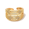 Rack Plating Brass Micro Pave Clear Cubic Zirconia Cuff Rings for Women RJEW-G325-13B-G-2