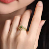 Flower Brass Micro Pave Cubic Zirconia Finger Rings for Women FS-WG0F6E7-02-3